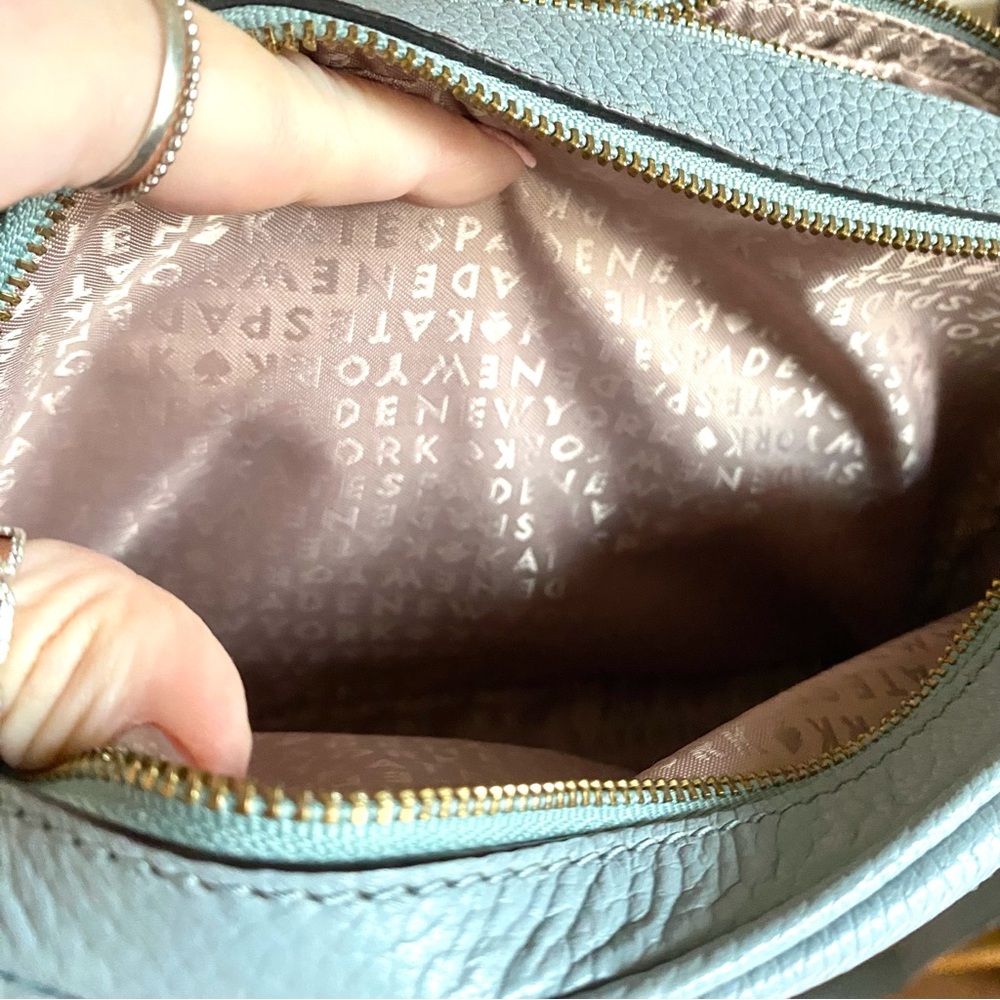 Kate Spade NWT Lt blue Mulberry Street Darian Double Zip Leather Crossbody Bag - Picture 11 of 13